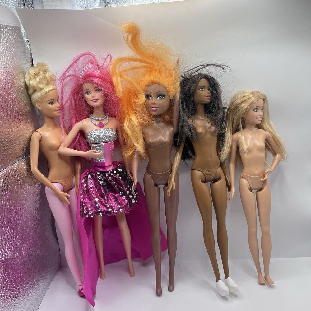 Lot Of 5 Barbie Dolls, Brand Name Multiple Styles, Multicolored Hair